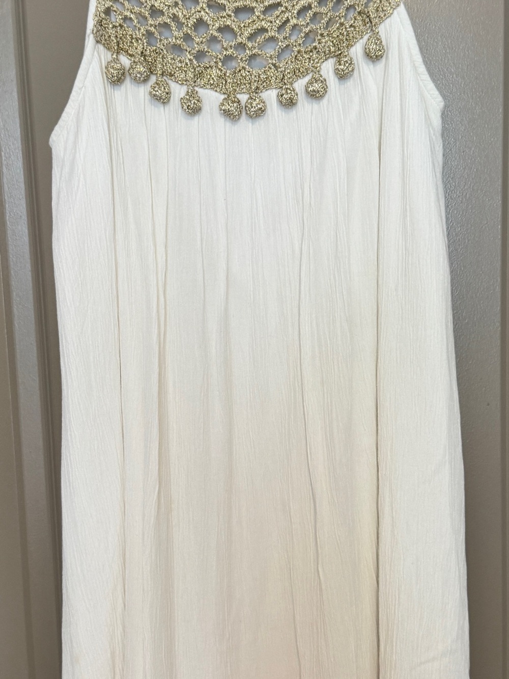 Lilly Pulitzer Cream Midi Skirt with Gold Crochet Yoke